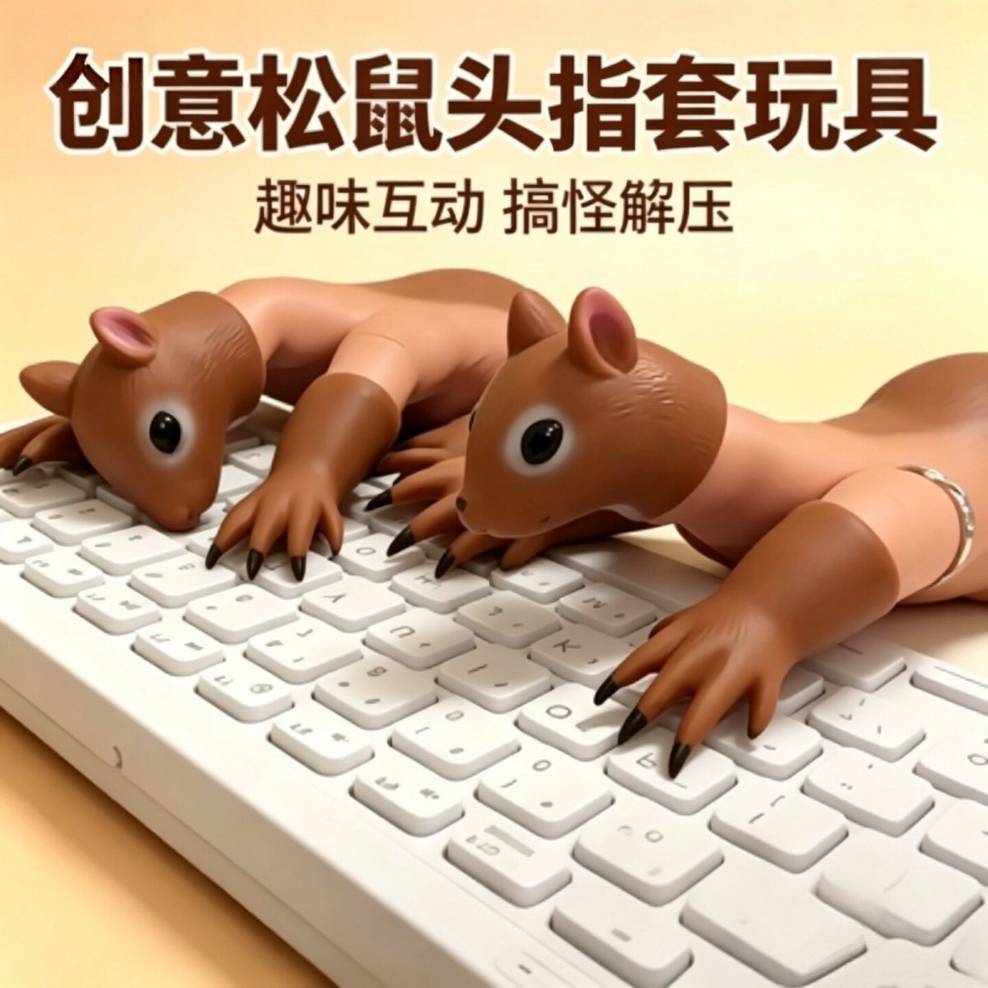 松鼠指套搞笑萌趣指套键盘创意抽象搞怪手指套打工鼠敲键盘小玩具