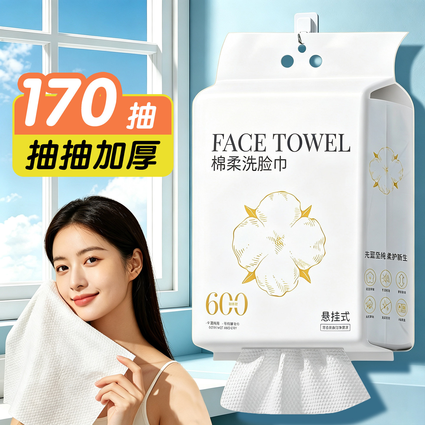 一次性洗脸巾加厚加大壁挂棉柔擦脸洁面巾纸美容院家庭抽取不掉毛