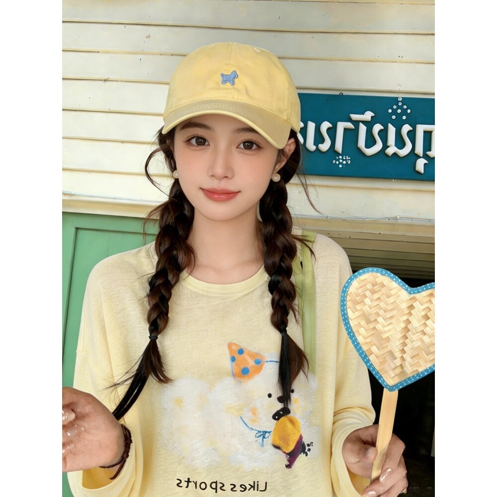 韩版刺绣黄色小马棒球帽女2026新款显脸小百搭遮阳大头围鸭舌帽子