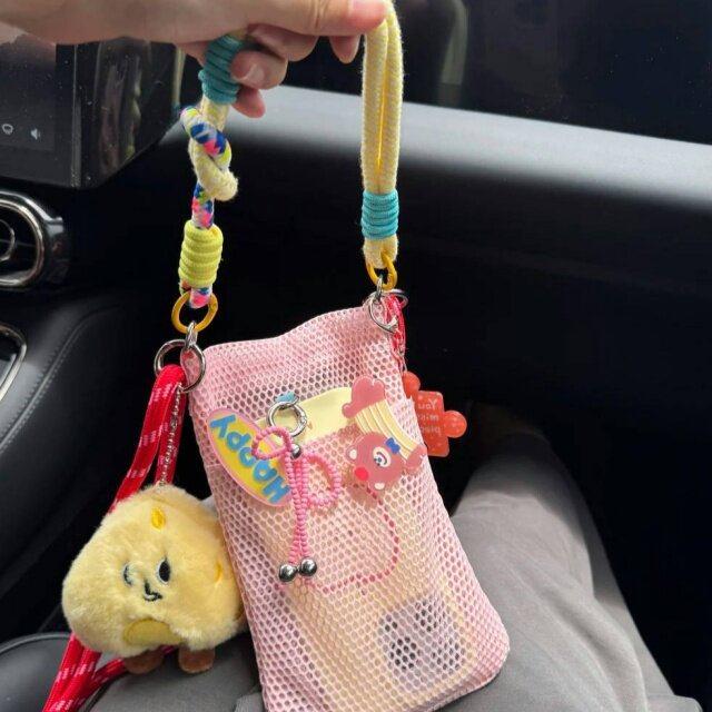 女款夏季网眼斜挎手机包迷你便携透气随身小物件收纳包斜挎小包