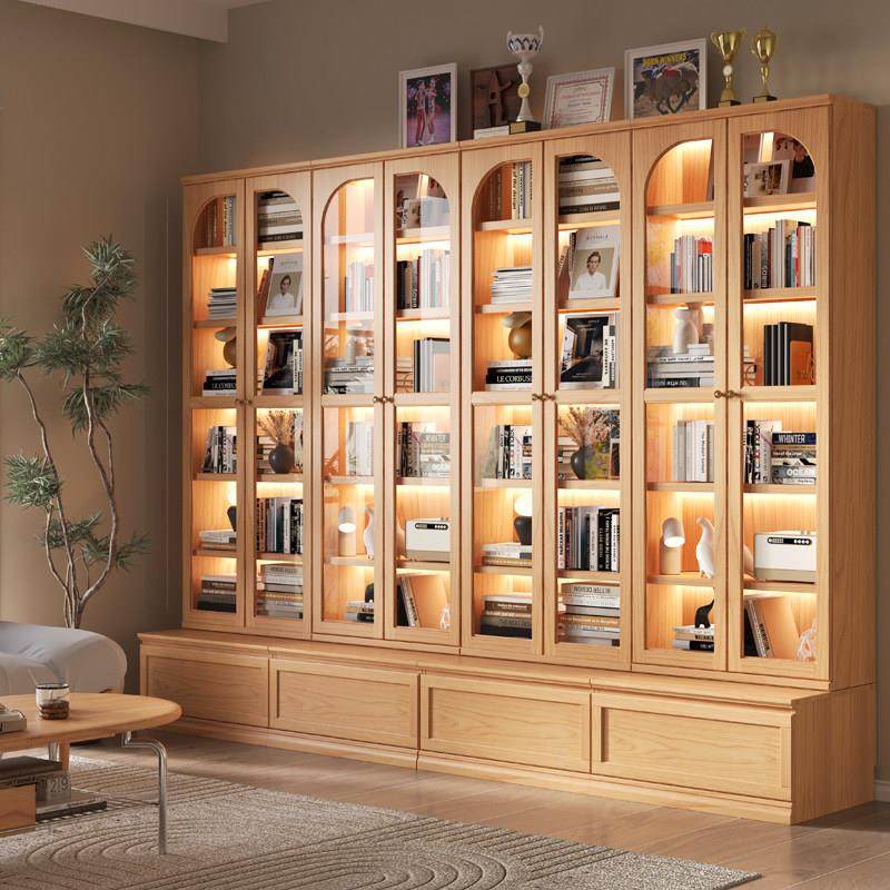 实木展示柜北欧樱桃木卡座组合书柜收纳储物柜客厅家用带门储物柜,住宅家具,组合书柜,淘宝优惠券,粉丝福利购,淘宝优惠卷