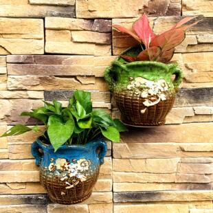 壁挂式花盆陶瓷斯堪的纳维亚无打孔挂锅阳台Pothos半墙挂墙装饰花