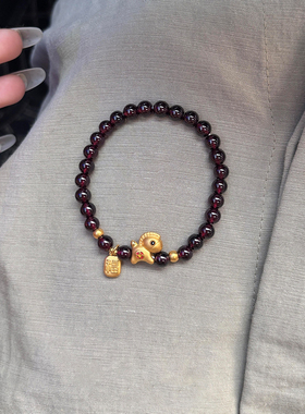 新中式石榴石串珠小马手链女轻奢