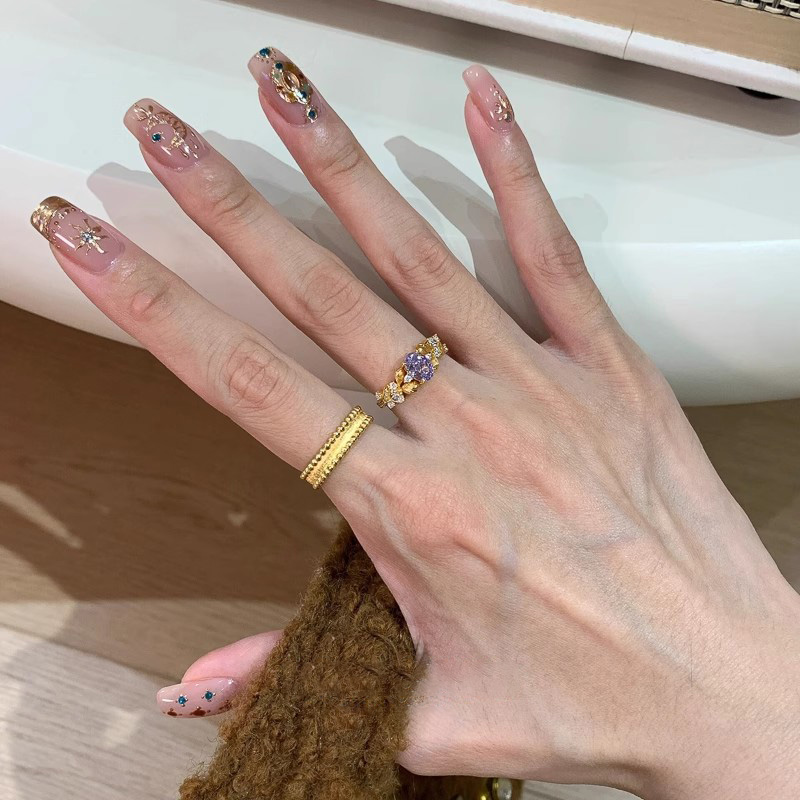 紫荆棘花锆石戒指轻奢小众设计感
