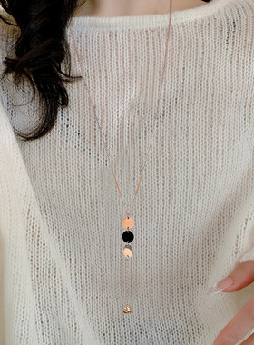 长款圆片流苏项链女款高级感轻奢