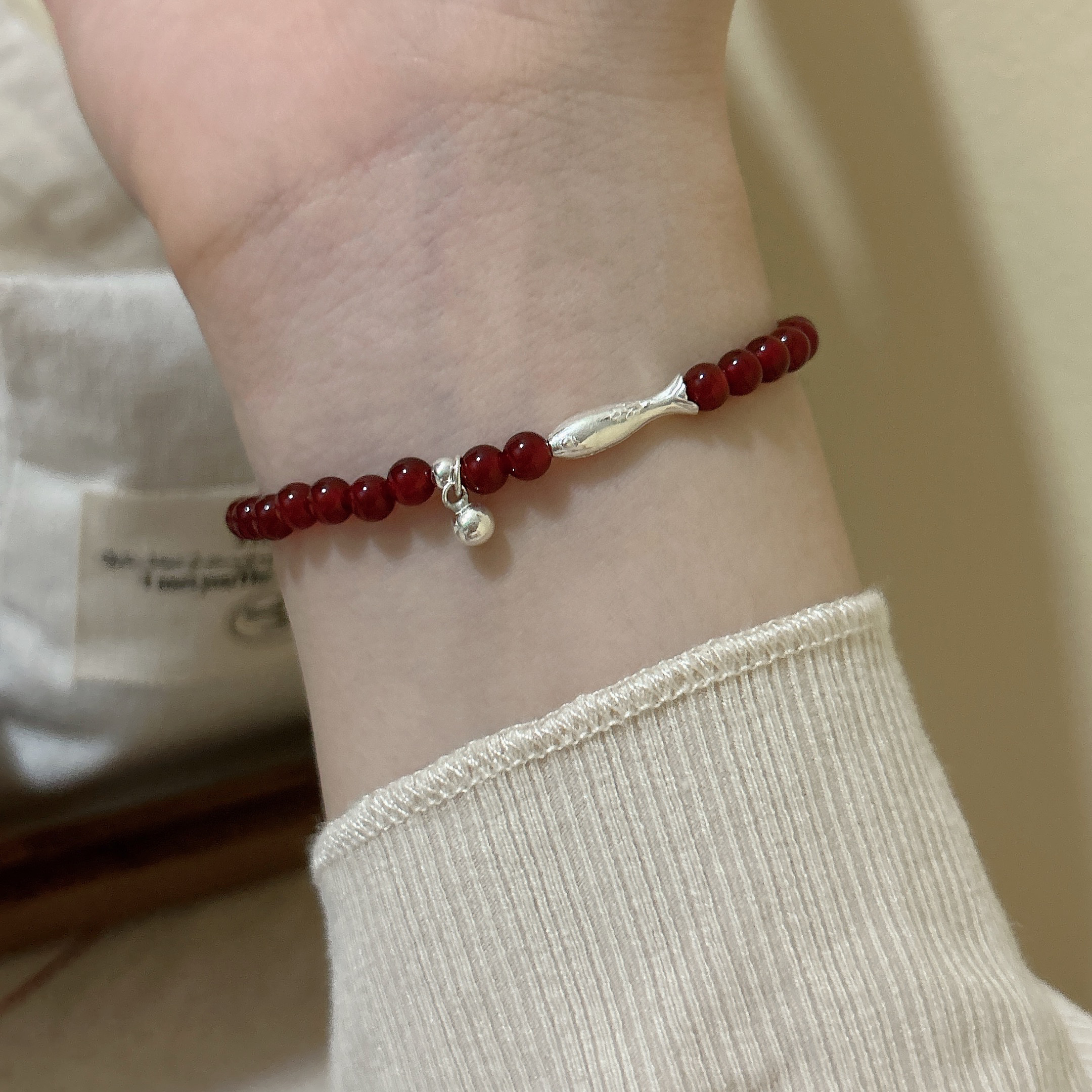 新中式红玛瑙锦鲤手链女轻奢小众