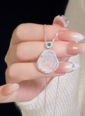 新中式玉髓弥勒佛佛公项链女轻奢