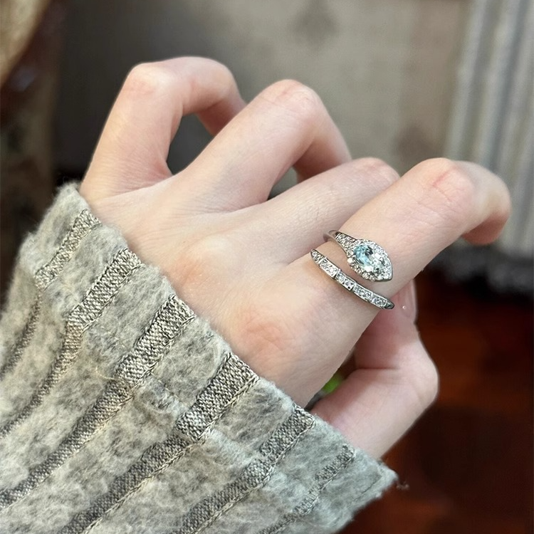 满钻灵蛇锆石戒指女小众设计