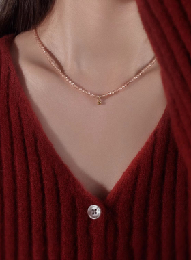 香槟金水晶项链女款2025新款爆款