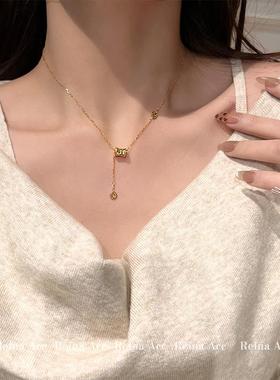 碎冰冰金色鱼鳞小蛮腰项链女款