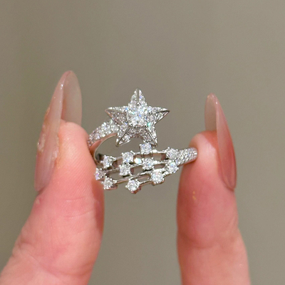 满天星银色彗星戒指女轻奢高级感