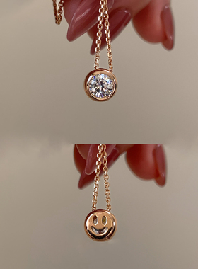 超闪双面微笑泡泡钻项链女款2025