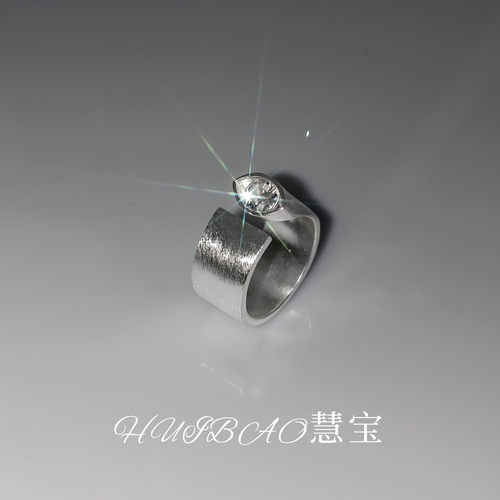 冷淡风银色宽版拉丝戒指气质饰品