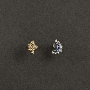 爆闪日月同辉耳钉女2026新款爆款高级感复古戒指情人节礼物送女友