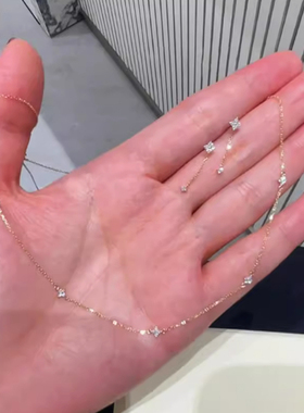 爆闪四芒星锆石项链女款小众设计