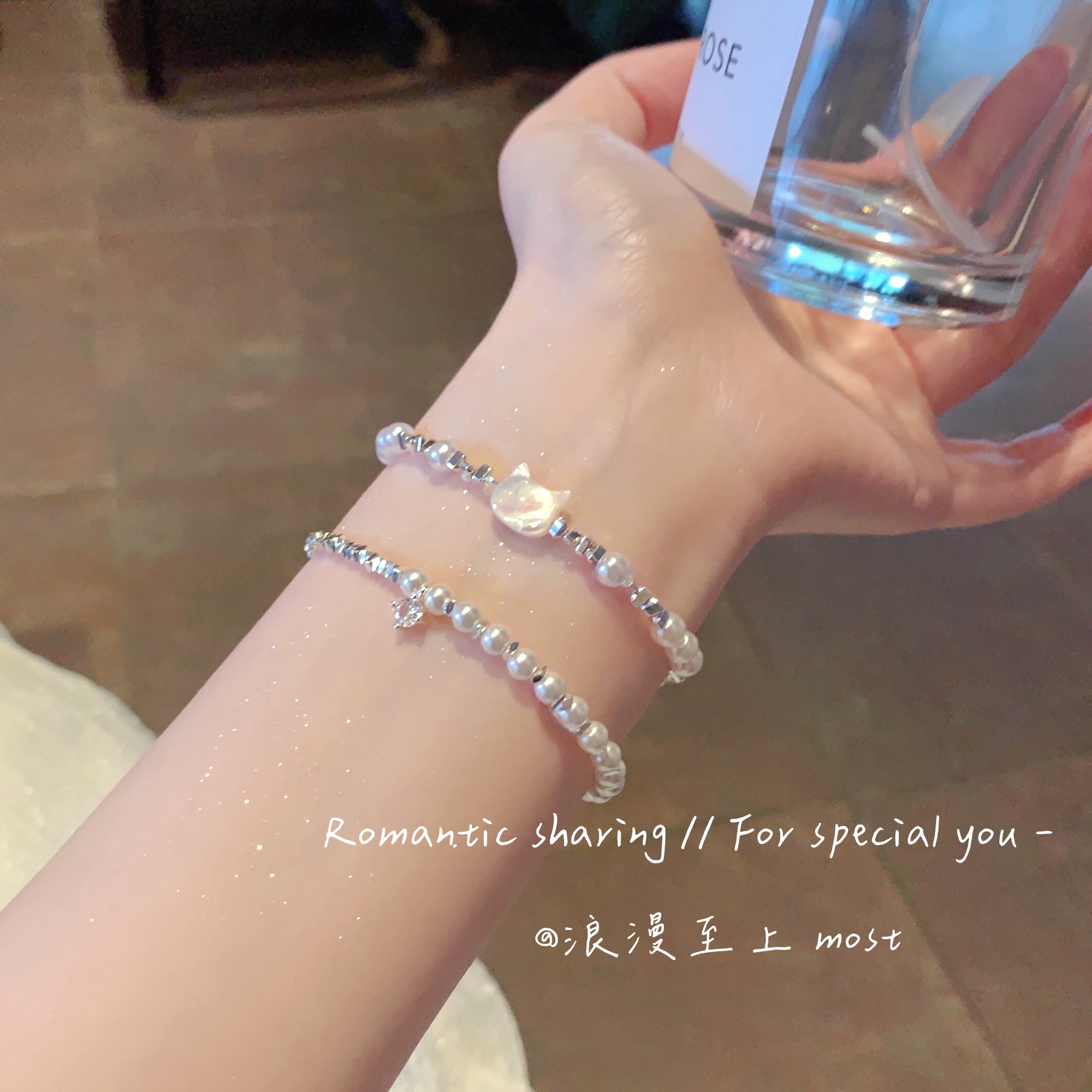 小猫头碎银子手链女轻奢小众精致