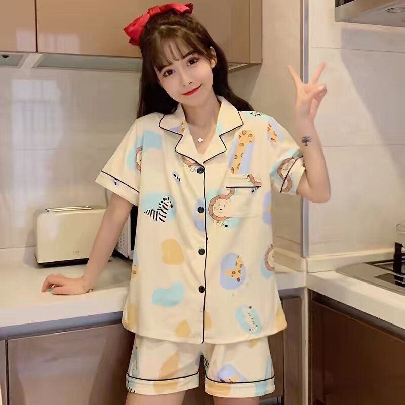 睡衣女夏季短袖套装学生少女短裤