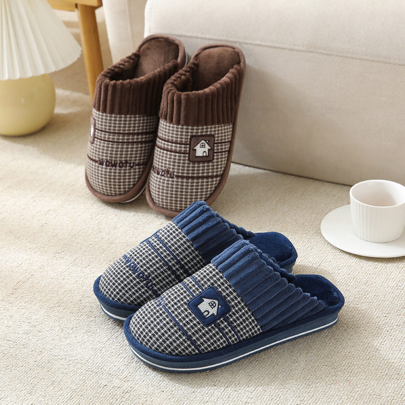 2025新款秋冬季加厚棉拖鞋男款大码保暖拖鞋东北家居家用室内防滑