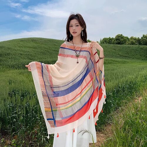 七色纺丝巾防晒披肩夏季薄款