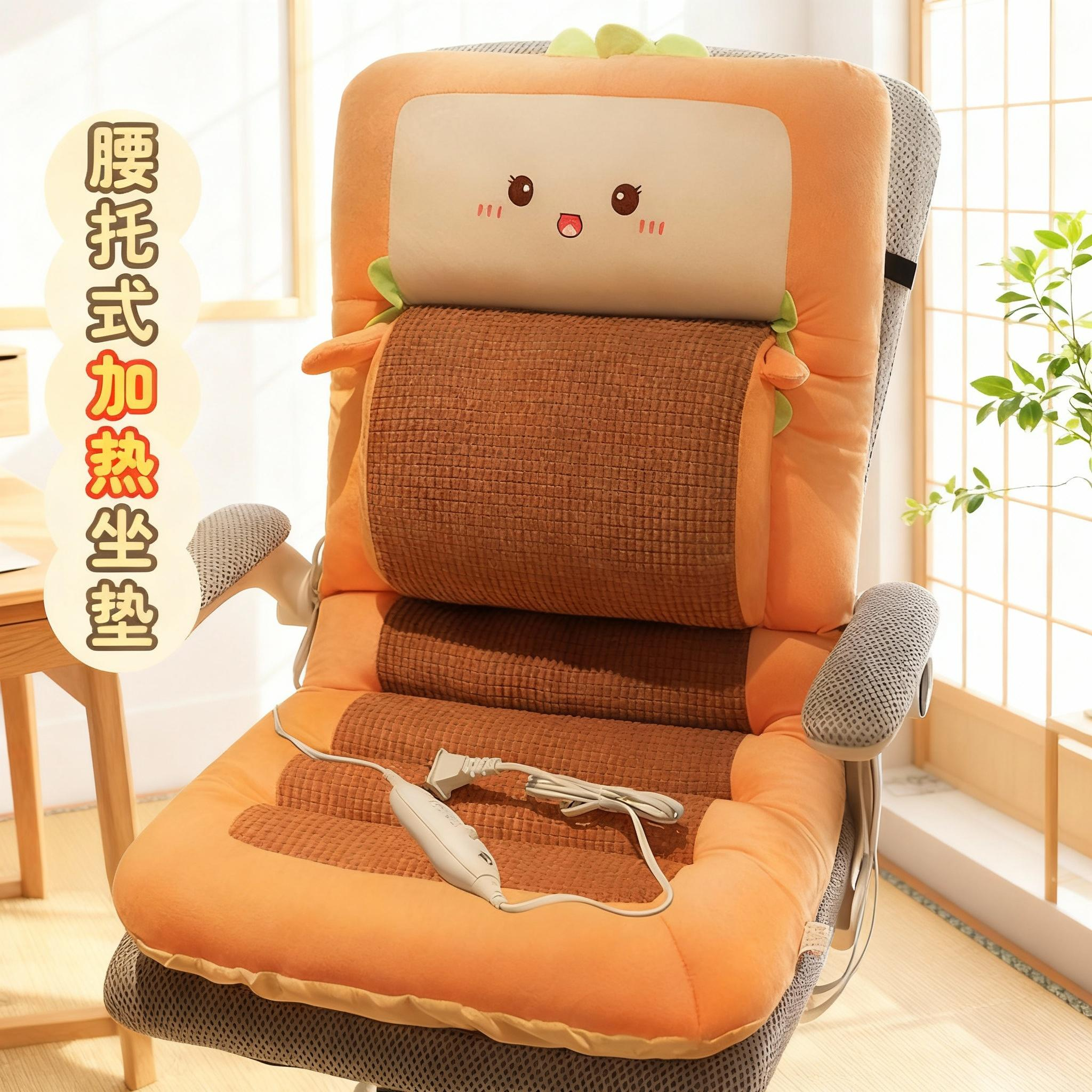 电热坐垫久坐护腰靠背靠垫一体赠办公室加热椅子屁垫座椅加厚冬季
