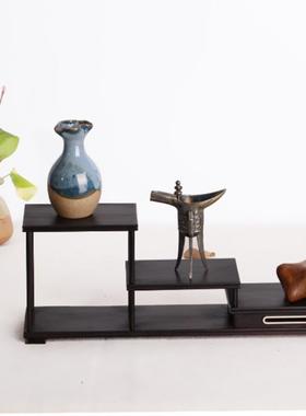 紫光檀迷你博古架 陈设架 奇石底座 花瓶底座 紫砂壶架 瓷器架