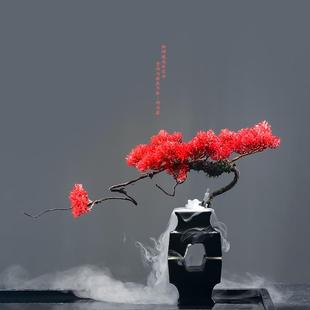 饰品 新中式 迎客红松大厅花艺摆件 花盆干冰容器 乔迁喜庆布置装