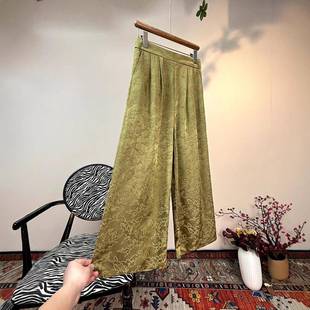 2025年春季新款光泽感裤子新中式国风垂感直筒裤提花复古休闲裤女