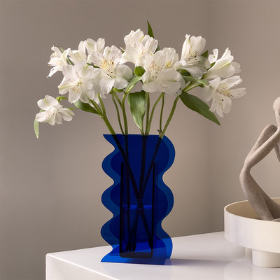 北欧ins风亚克力花朵花瓶简约透明客厅插花鲜花水养桌面装饰摆件