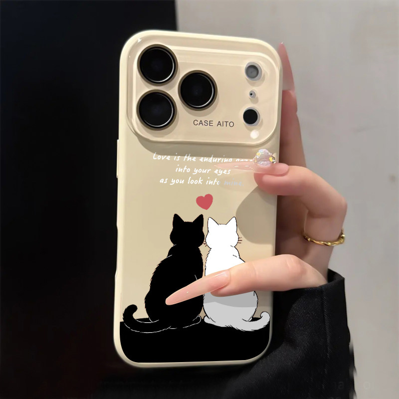 爱心猫咪适用苹果17promax iphone手机壳新款高级感液态硅胶外壳16Pro卡通简约女款Air全包15P防摔14保护套13,3C数码配件,手机保护套/壳,淘宝优惠券,粉丝福利购,淘宝优惠卷