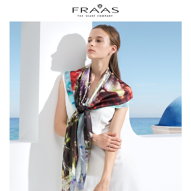 V.FRAAS维弗拉士丝巾女多功能大方巾披肩薄款数码喷绘围巾礼盒装