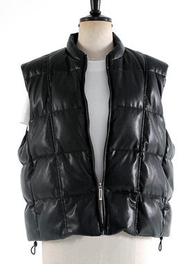 No5inmode第五时尚羽绒服女新国标90白鸭绒蛋白皮大方格羽绒马甲