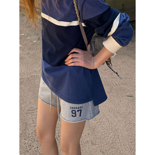 浅灰抽绳运动短裤女2026新款