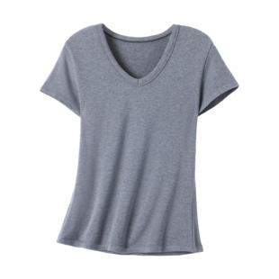 基础百搭修身 t恤女2026新款 显瘦内搭打底上衣 灰色v领短袖 炽火火