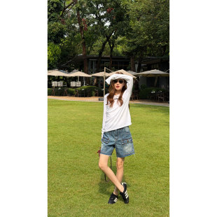 春秋修身 炽火火 t恤女新款 长袖 简约显瘦内搭通勤上衣 白色基础款