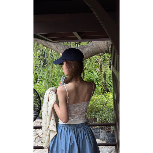 白色蕾丝美背吊带背心女新款