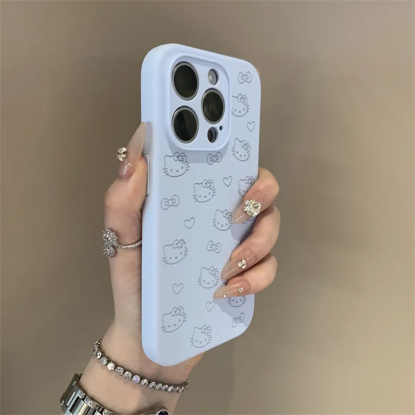 卡通可爱满屏爱心kt猫适用iPhone17苹果16精孔手机壳15/14plus液态硅胶13Pro耐脏Air防摔12promax纯色11全包