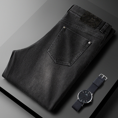 高端深灰色休闲牛仔裤男
