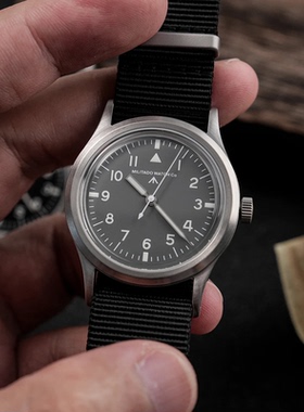 国表玩家&Militado复古（异色水泥灰）军表36MM石英ML14