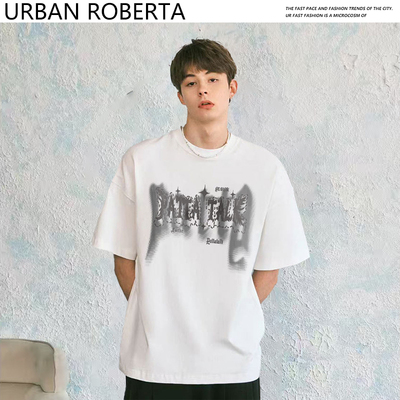 URBAN ROBERTA纯棉简约印花款短袖t恤男女情侣装