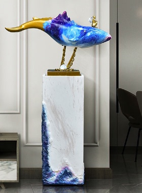 落地流水装饰办公室树脂工艺品鱼摆件简约现代客厅自流喷泉装饰品