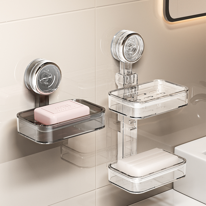 吸盘肥皂盒壁挂免打孔安装双层