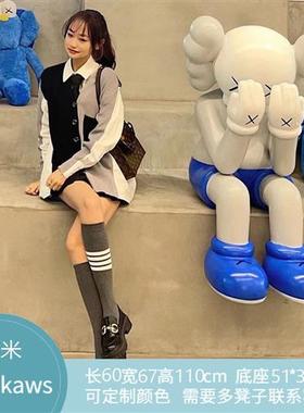 卡通雕塑芝麻街网红大摆件拍照坐姿商场玻璃钢座椅暴力熊玩偶公仔