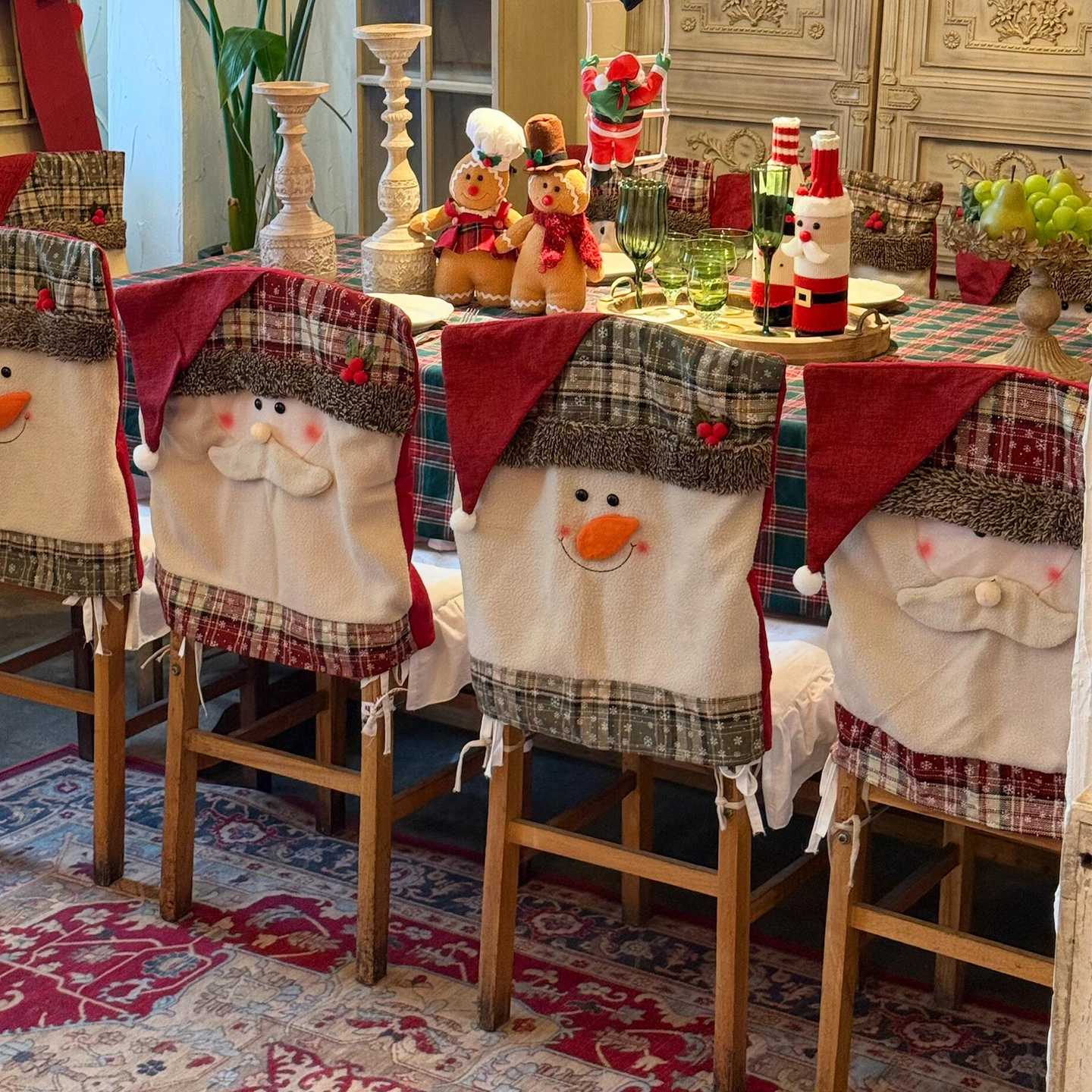 圣诞椅子套罩圣诞节场景布置装饰