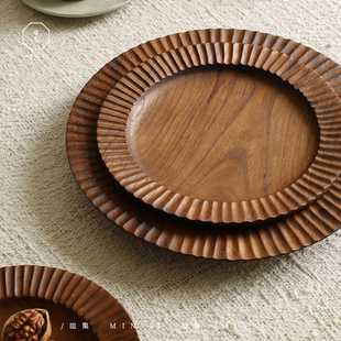 叕木皿集|花边碟\柚木vintage法式复古实木托盘咖啡厅点心早餐盘