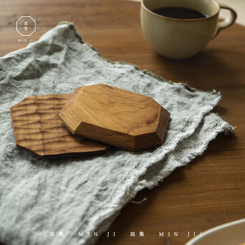 叕木皿集|八角杯垫\柚木手工实木方形日式复古木茶垫咖啡隔热杯托,餐饮具,杯垫,淘宝优惠券,粉丝福利购,淘宝优惠卷