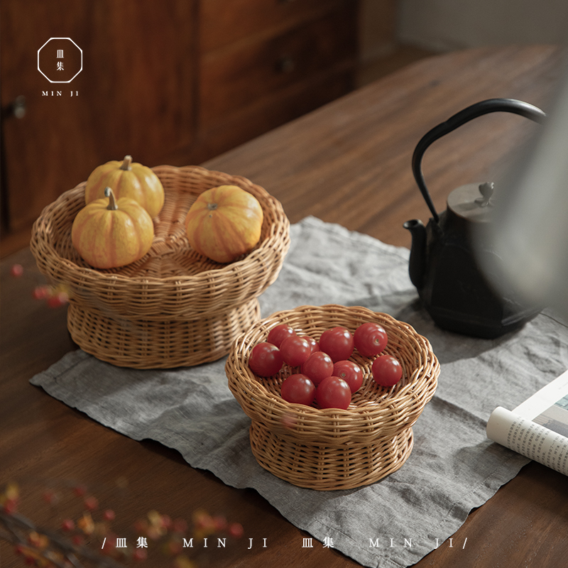 叕木皿集手工编织水果面包篮