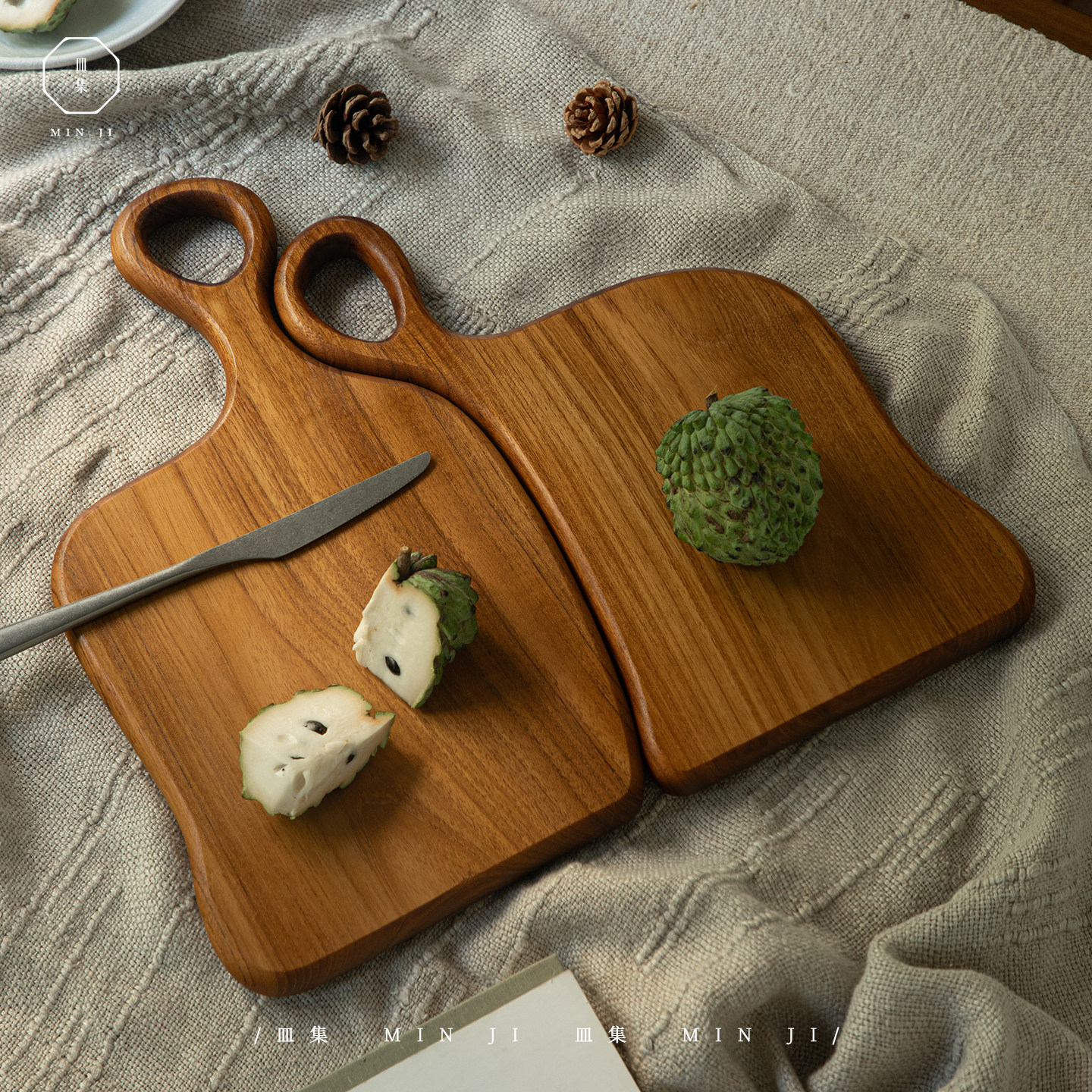 叕木皿集|双月砧板\印尼柚木整木创意带把手砧板菜板牛排盘水果盘,餐饮具,餐用托盘,淘宝优惠券,粉丝福利购,淘宝优惠卷