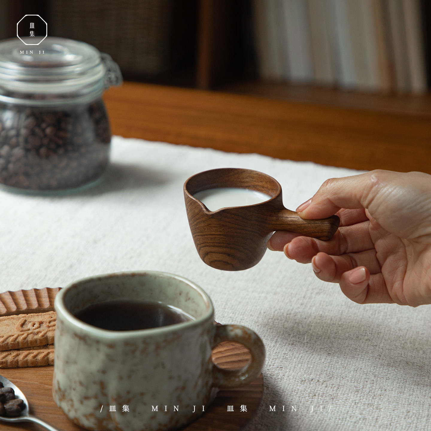 叕木皿集|量杯进口全实木柚木水杯茶杯原木隔热牛奶杯酒杯