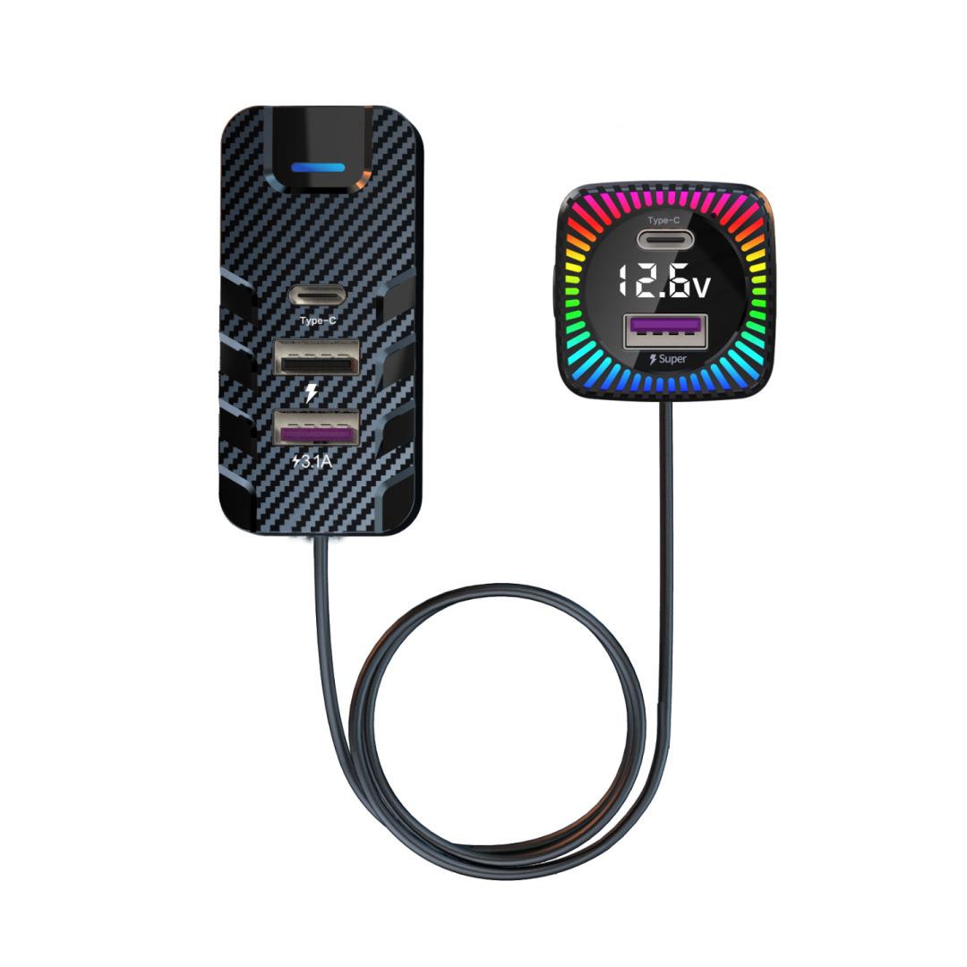 YQ3汽车后排拓展手机充电多功能66W车充超级快充车载快充充电器