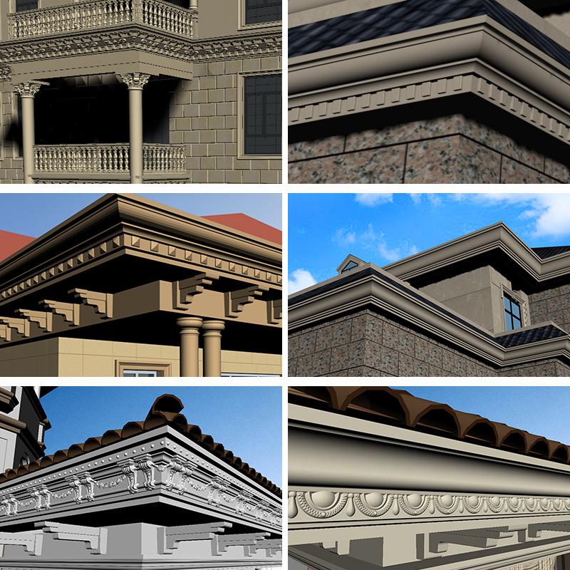 屋檐线条模具水泥窗套线滴水檐口线别墅腰线外墙装饰现浇罗马柱